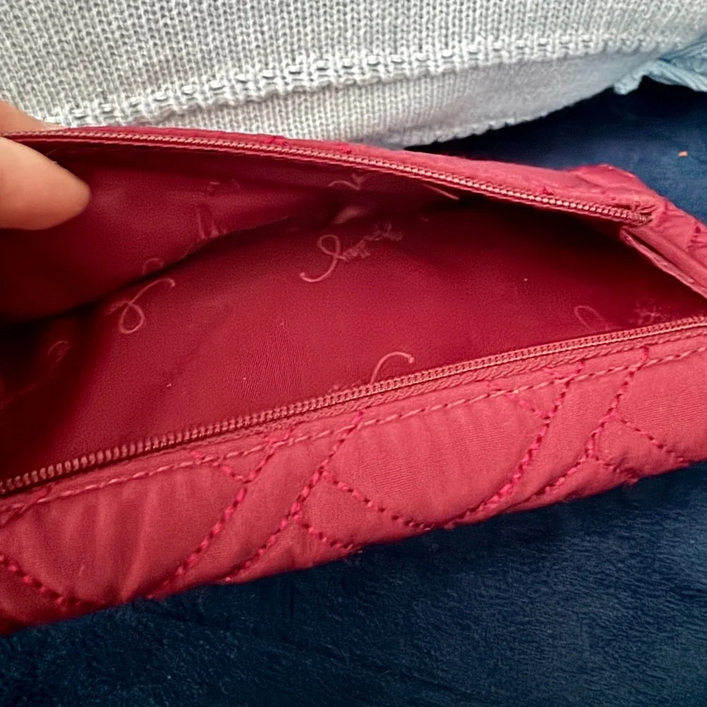 Vera Bradley Quilted Classic Merlot Burgundy Trifold Large Wallet - Picture 7 of 14